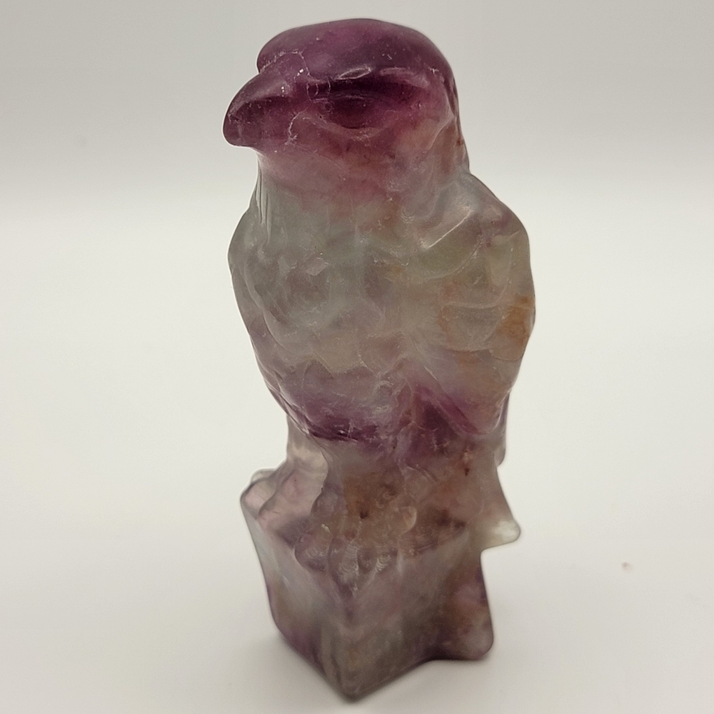 Rainbow Fluorite Standing Eagle Natural Gemstone Boho Carving 640 Cts Crystal